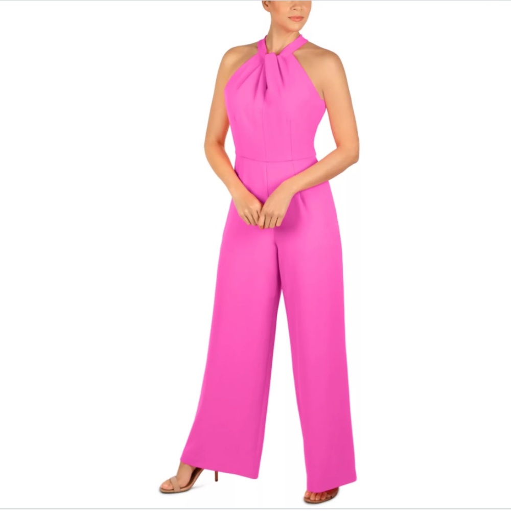 Julia Jordan Halter Neck Wide Leg Jumpsuit in NEW PINK size 4